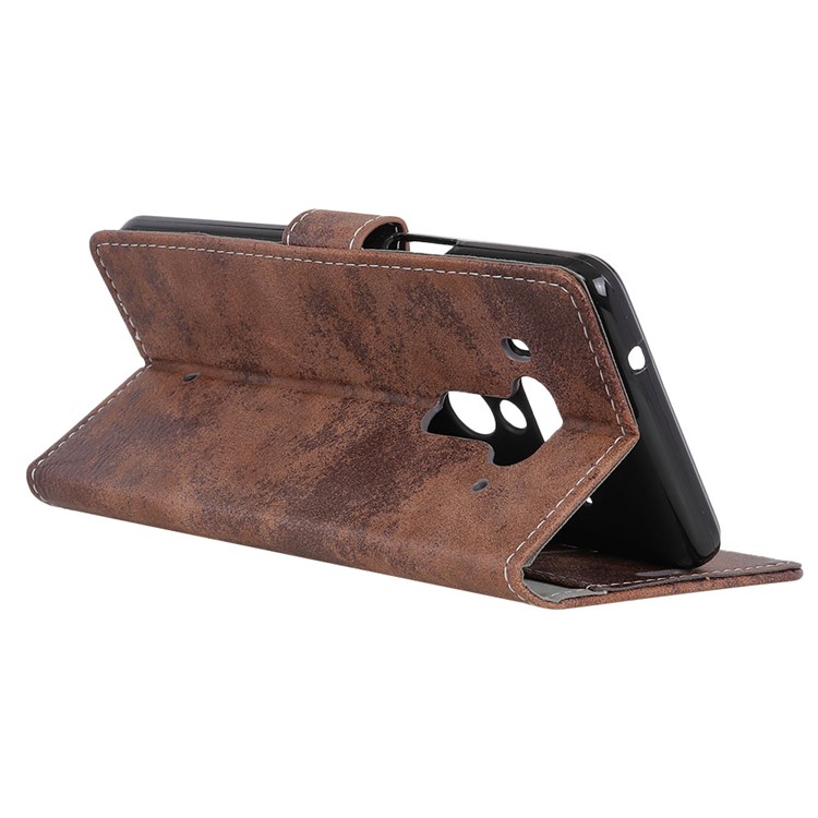 Vintage Style Leather Wallet Stand Protection Shell for HTC U12+ - Brown-7