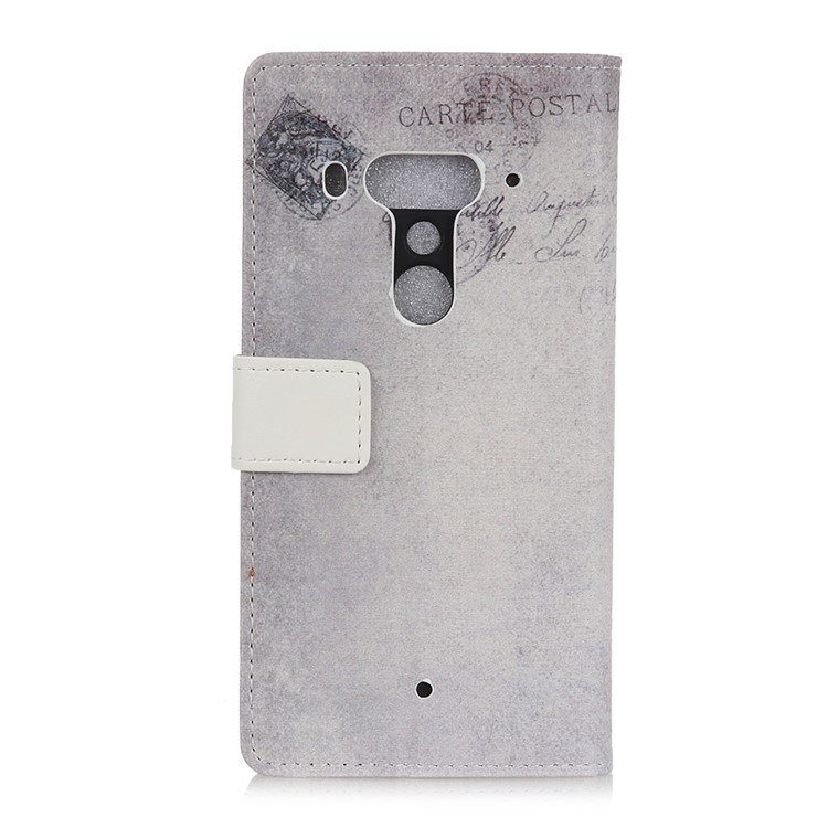 Pattern Printing Wallet Leather Stand Case for HTC U12+ - Cat Holding Heart and American Flag-3