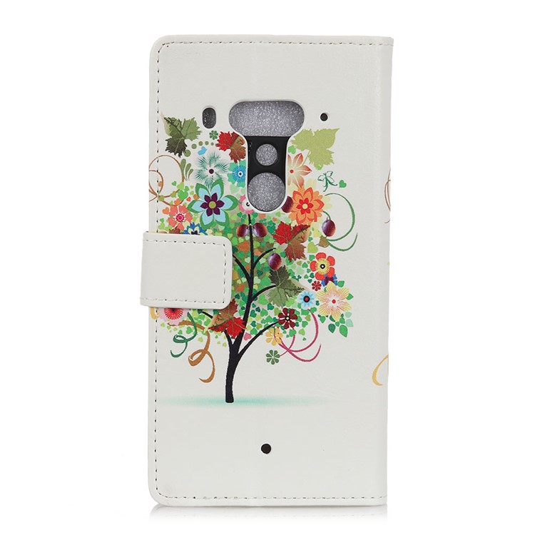 Pattern Printing Leather Wallet Case for HTC U12+ - Colorized Tree-3