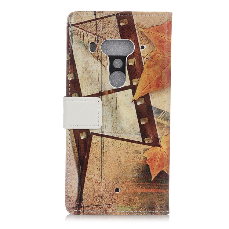 Pattern Printing Cell Phone Leather Stand Case for HTC U12+ - Maple Leaves and Eiffel Tower-3