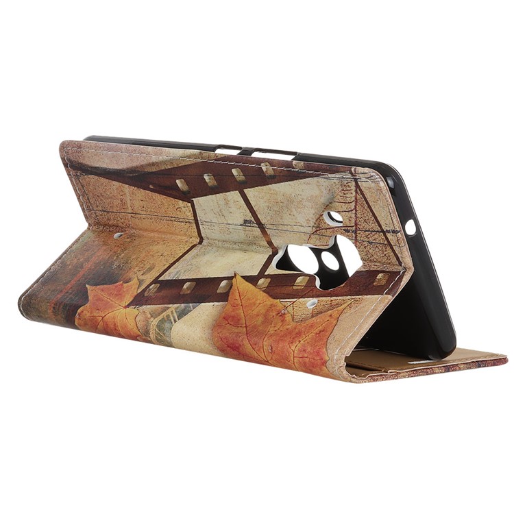 Pattern Printing Cell Phone Leather Stand Case for HTC U12+ - Maple Leaves and Eiffel Tower-4