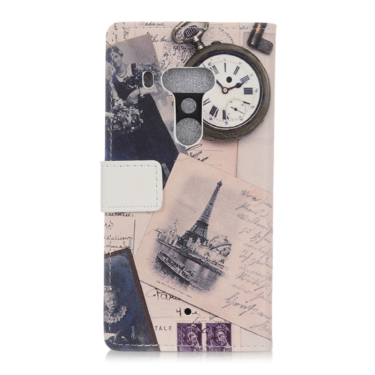 Pattern Printing Wallet Leather Magnetic Case for HTC U12+ - Eiffel Tower and Characters-3