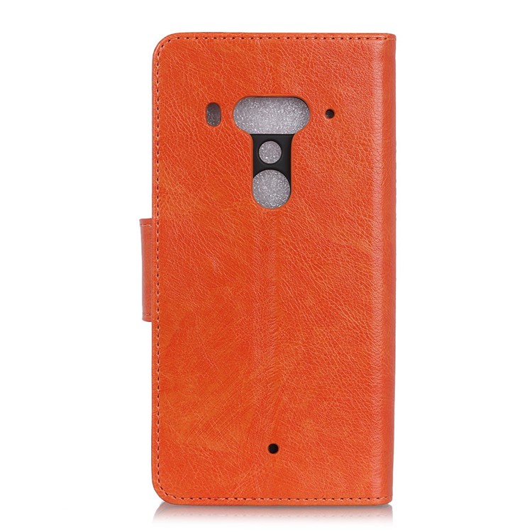 Textured Split Leather Magnetic Wallet Phone Shell for HTC U12+ - Orange-4