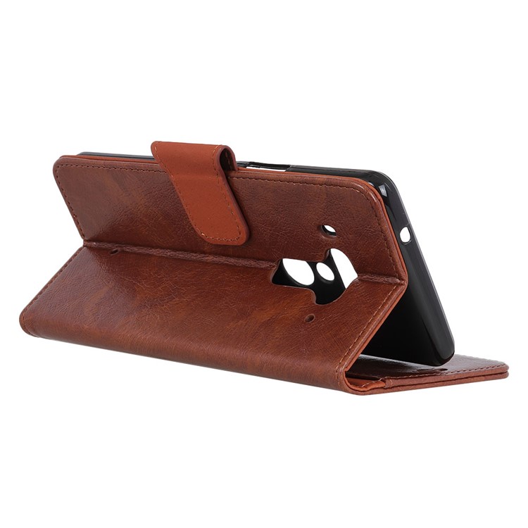 Textured Split Leather Wallet Stand Mobile Phone Case Accessory for HTC U12 Plus - Brown-6