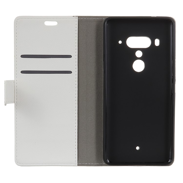 Folio Flip Leather Stand Wallet Phone Case Cover for HTC U12 Plus - White-4