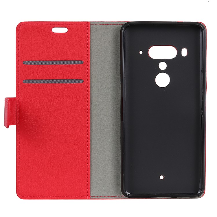 Card Holder Leather Mobile Phone Case with Stand for HTC U12 Plus - Red-4
