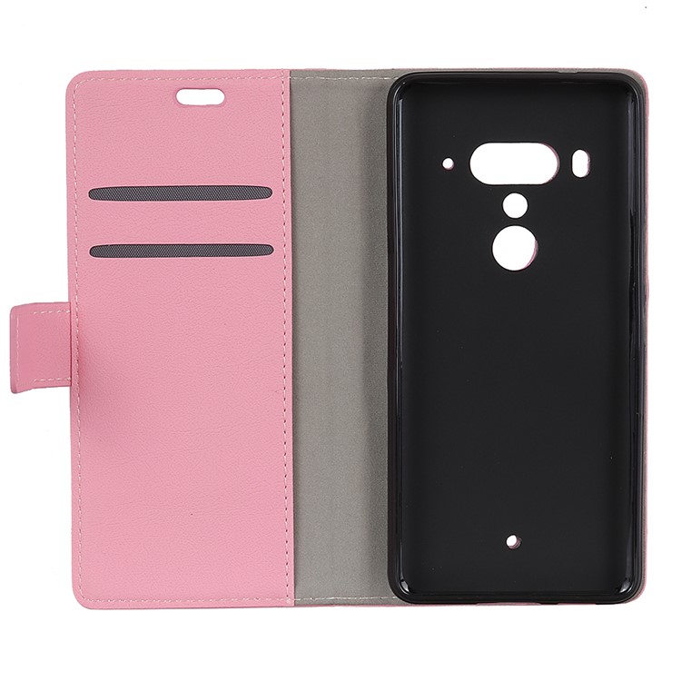 PU Leather Flip Stand Card Holder Cell Phone Case for HTC U12 Plus - Pink-4