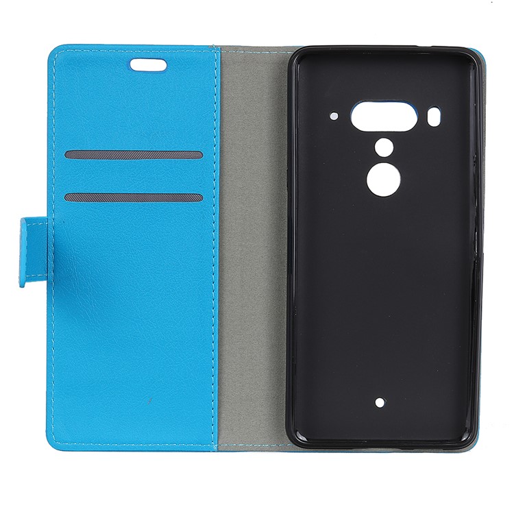 Stand Leather Protective Case Shell with Card Slots for HTC U12 Plus - Blue-4