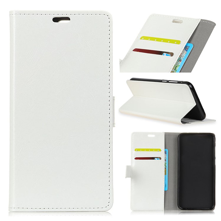 Crazy Horse Texture PU Leather Wallet Stand Case for HTC U12 Plus - White-1