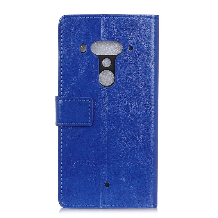 Crazy Horse Texture Card Holder Leather Mobile Shell with Stand for HTC U12 Plus - Blue-3