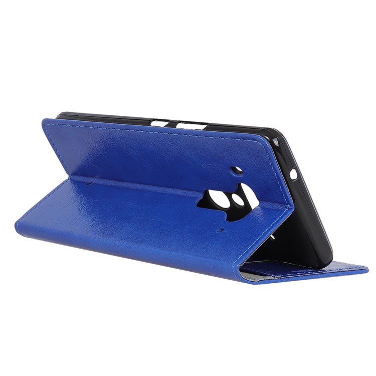 Crazy Horse Texture Card Holder Leather Mobile Shell with Stand for HTC U12 Plus - Blue-5