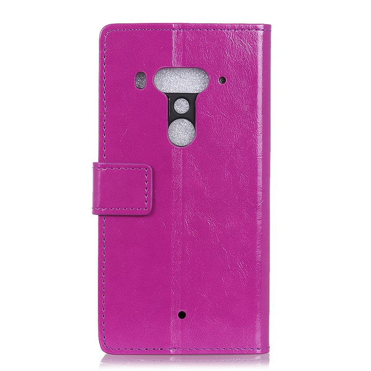 Crazy Horse Texture Folio Flip Leather Wallet Mobile Casing for HTC U12 Plus - Purple-3