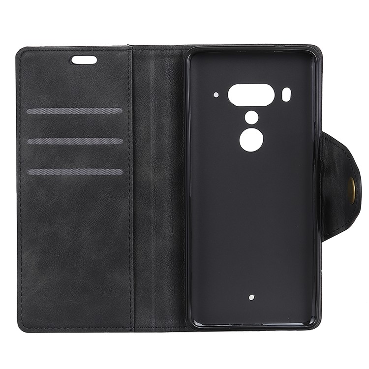 PU Leather Wallet Stand Mobile Phone Case for HTC U12+ - Black-7