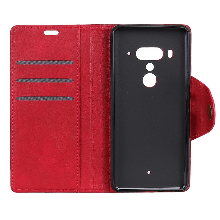 PU Leather Wallet Stand Phone Casing for HTC U12 Plus - Red-7