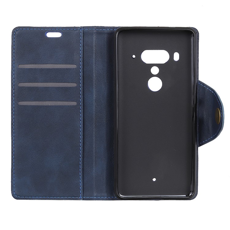PU Leather Wallet Stand Flip Phone Case for HTC U12+ - Blue-7