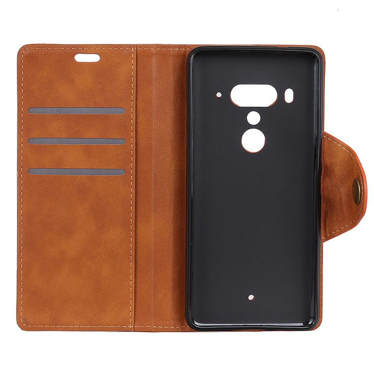 PU Leather Wallet Stand Cell Phone Cover for HTC U12 Plus - Brown-7