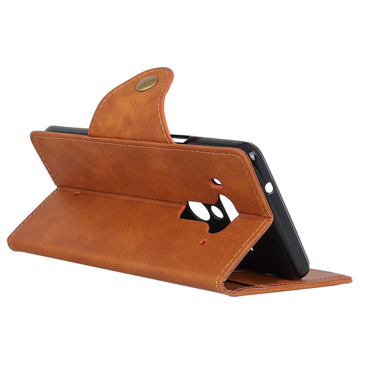 PU Leather Wallet Stand Cell Phone Cover for HTC U12 Plus - Brown-8