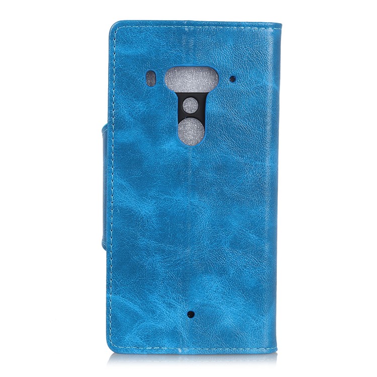 Textured PU Leather Wallet Stand Cell Phone Cover for HTC U12+ - Blue-3