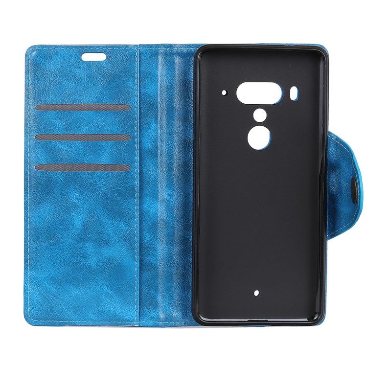 Textured PU Leather Wallet Stand Cell Phone Cover for HTC U12+ - Blue-4