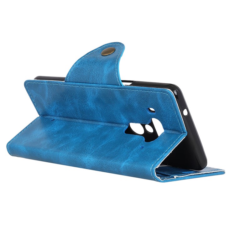 Textured PU Leather Wallet Stand Cell Phone Cover for HTC U12+ - Blue-5