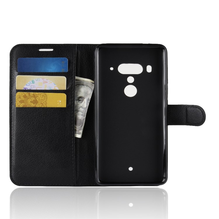 Litchi Texture Wallet Stand Leather Phone Case for HTC U12+ - Black-3