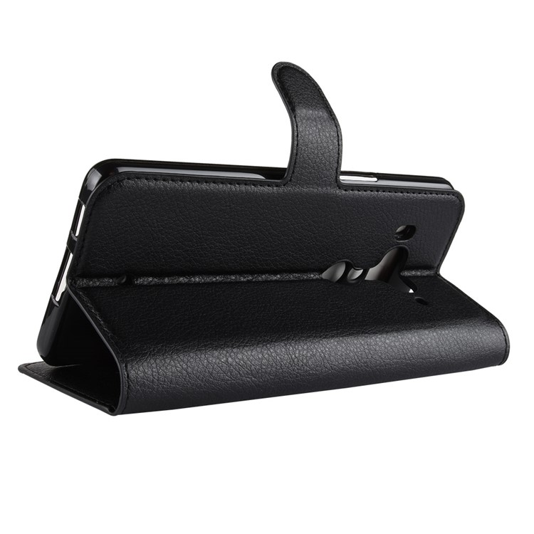 Litchi Texture Wallet Stand Leather Phone Case for HTC U12+ - Black-5