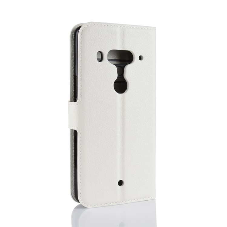 Litchi Grain Wallet Stand Leather Phone Magnetic Cover for HTC U12+ - White-6