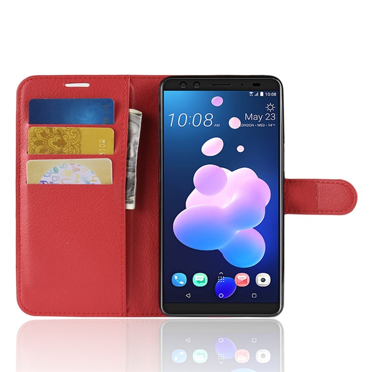 Litchi Texture Wallet Stand Leather Phone Protection Flip Case for HTC U12+ - Red-4