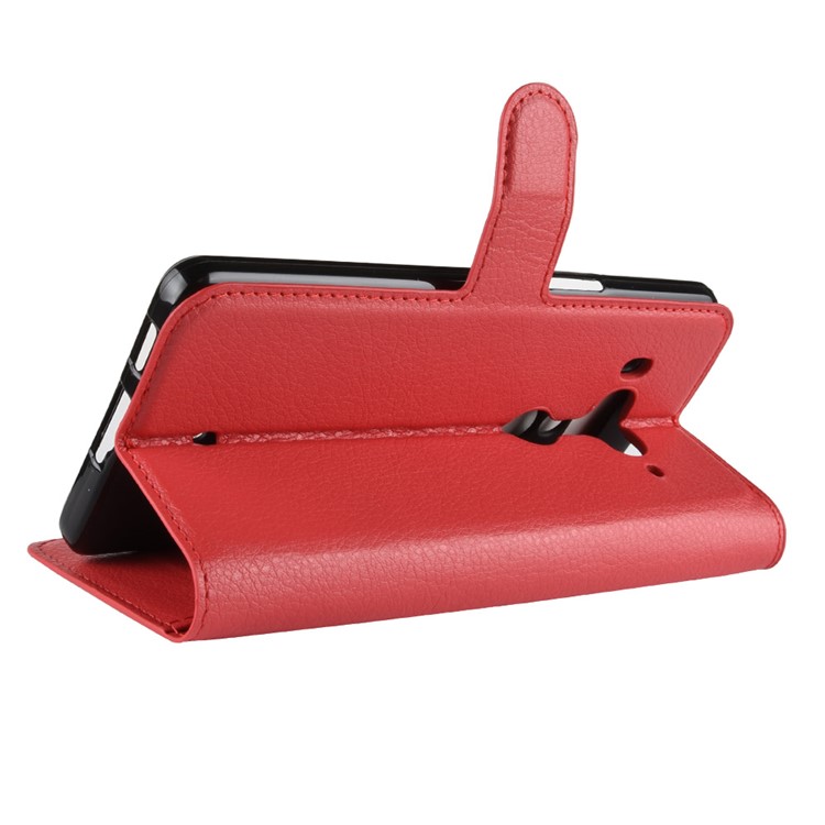 Litchi Texture Wallet Stand Leather Phone Protection Flip Case for HTC U12+ - Red-5