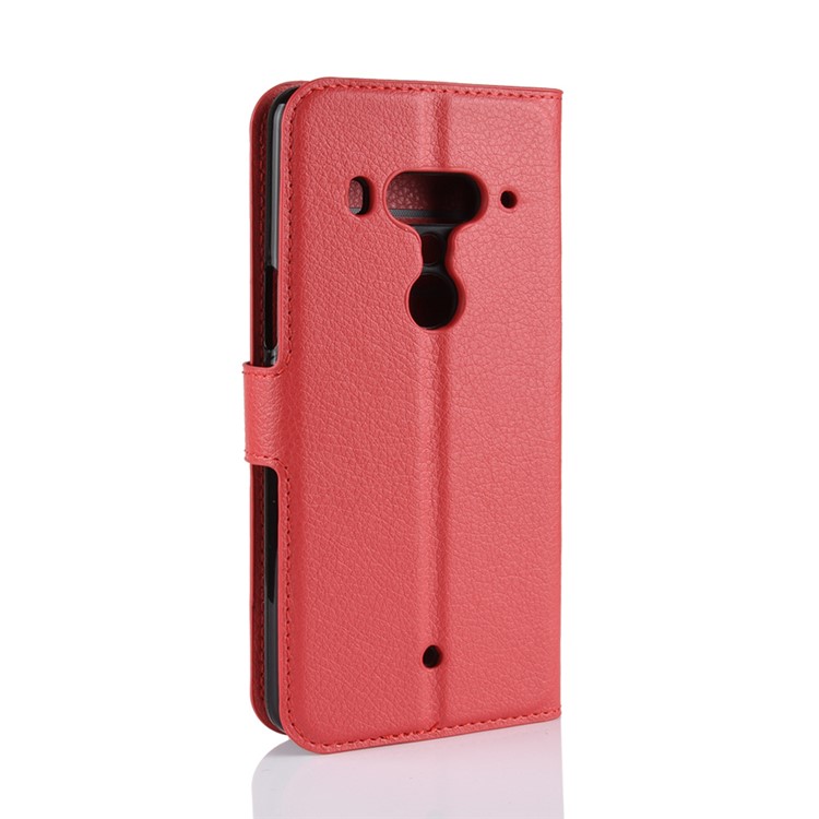 Litchi Texture Wallet Stand Leather Phone Protection Flip Case for HTC U12+ - Red-6