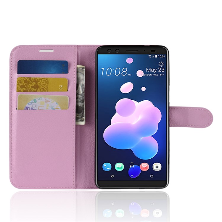 Litchi Texture Wallet Leather Mobile Case with Stand for HTC U12 Plus - Pink-4