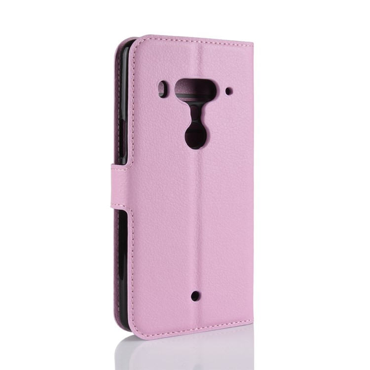 Litchi Texture Wallet Leather Mobile Case with Stand for HTC U12 Plus - Pink-6