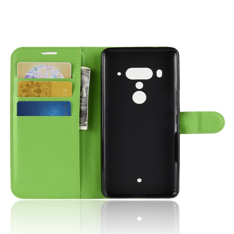 Litchi Texture Wallet Stand Leather Flip Mobile Case for HTC U12+ - Green-3