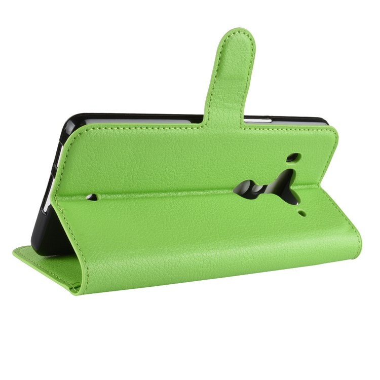 Litchi Texture Wallet Stand Leather Flip Mobile Case for HTC U12+ - Green-5