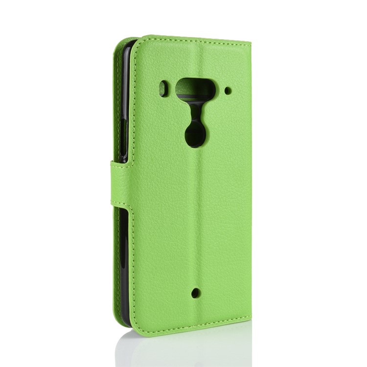 Litchi Texture Wallet Stand Leather Flip Mobile Case for HTC U12+ - Green-6