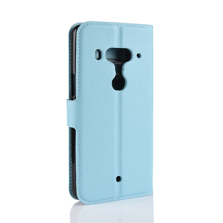 Litchi Texture Wallet Stand Leather Protction Cover Shell for HTC U12+ - Blue-6