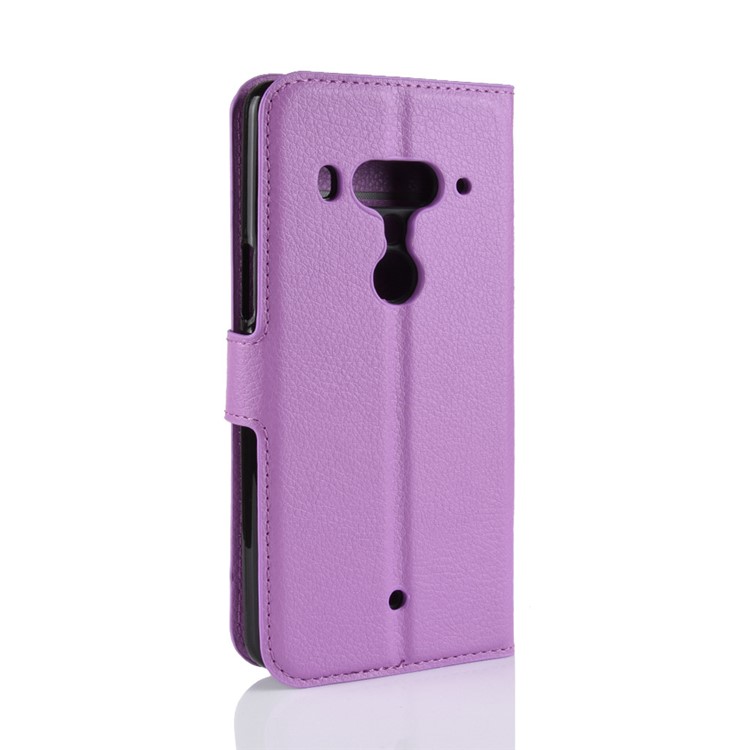 Litchi Texture Leather Wallet Stand Phone Casing for HTC U12+ - Purple-6