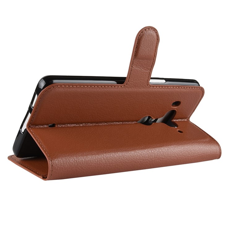 For HTC U12+ Litchi Grain Wallet Leather Phone Cover with Stand - Brown-5