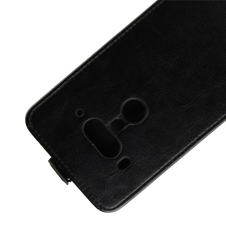 For HTC U12+ Crazy Horse Leather Vertical Flip Card Holder Case - Black-3