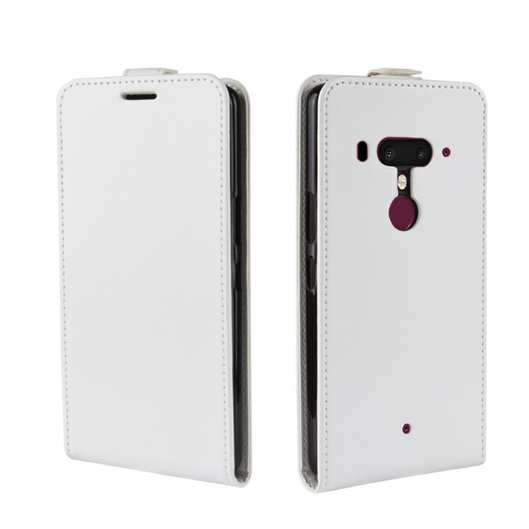 For HTC U12+ Crazy Horse Leather Vertical Flip Card Holder Mobile Cover - White-2