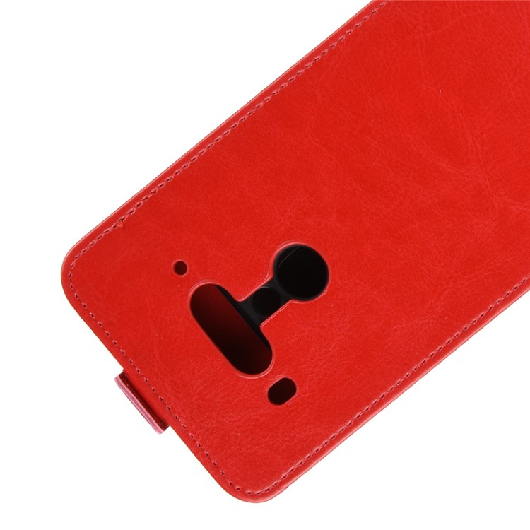 For HTC U12+ Crazy Horse Leather Vertical Flip Card Holder Phone Casing - Red-3