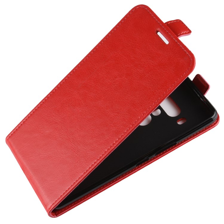For HTC U12+ Crazy Horse Leather Vertical Flip Card Holder Phone Casing - Red-4