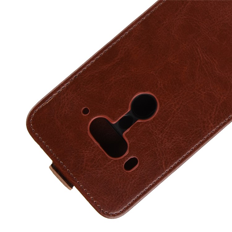 For HTC U12 Plus Crazy Horse Leather Vertical Flip Card Holder Protective Shell - Brown-3
