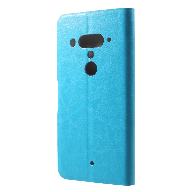 Crazy Horse Wallet Magnetic Stand Leather Shell (Built-in Steel Sheet) for HTC U12 Plus - Blue-2