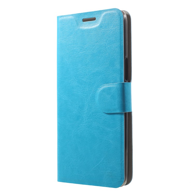Crazy Horse Wallet Magnetic Stand Leather Shell (Built-in Steel Sheet) for HTC U12 Plus - Blue-3