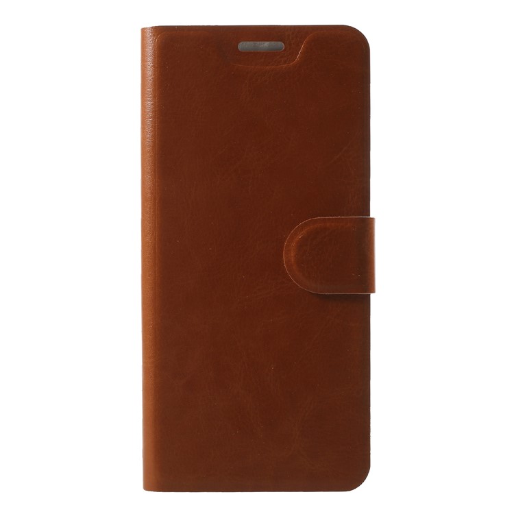 Crazy Horse Wallet Magnetic Stand Leather Casing (Built-in Steel Sheet) for HTC U12 Plus - Brown-1