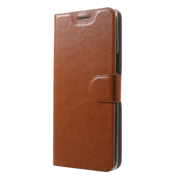 Crazy Horse Wallet Magnetic Stand Leather Casing (Built-in Steel Sheet) for HTC U12 Plus - Brown-3