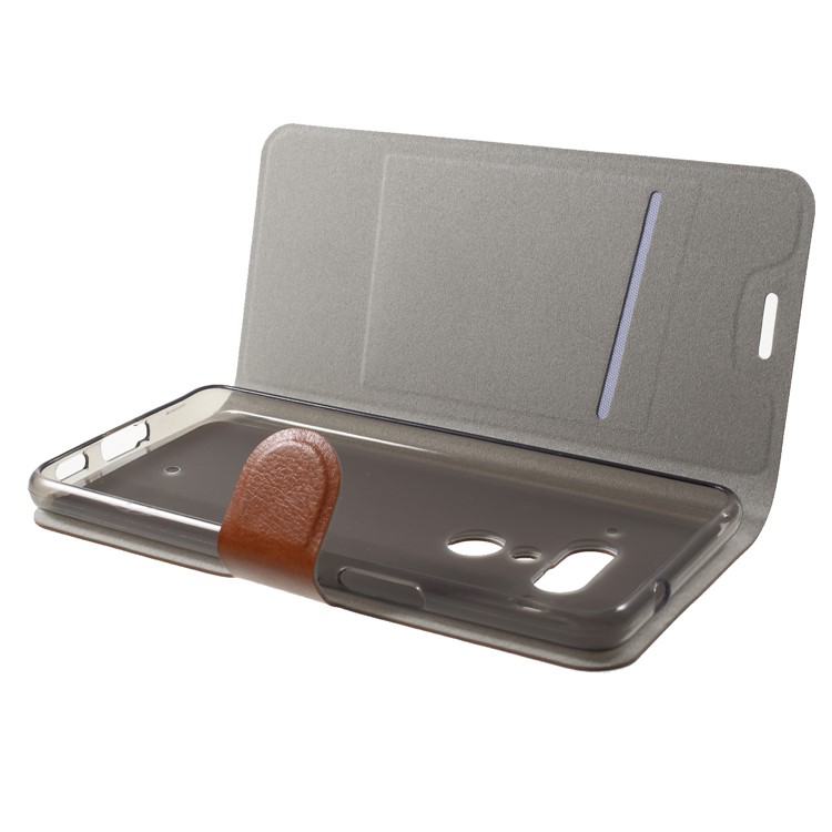 Crazy Horse Wallet Magnetic Stand Leather Casing (Built-in Steel Sheet) for HTC U12 Plus - Brown-5