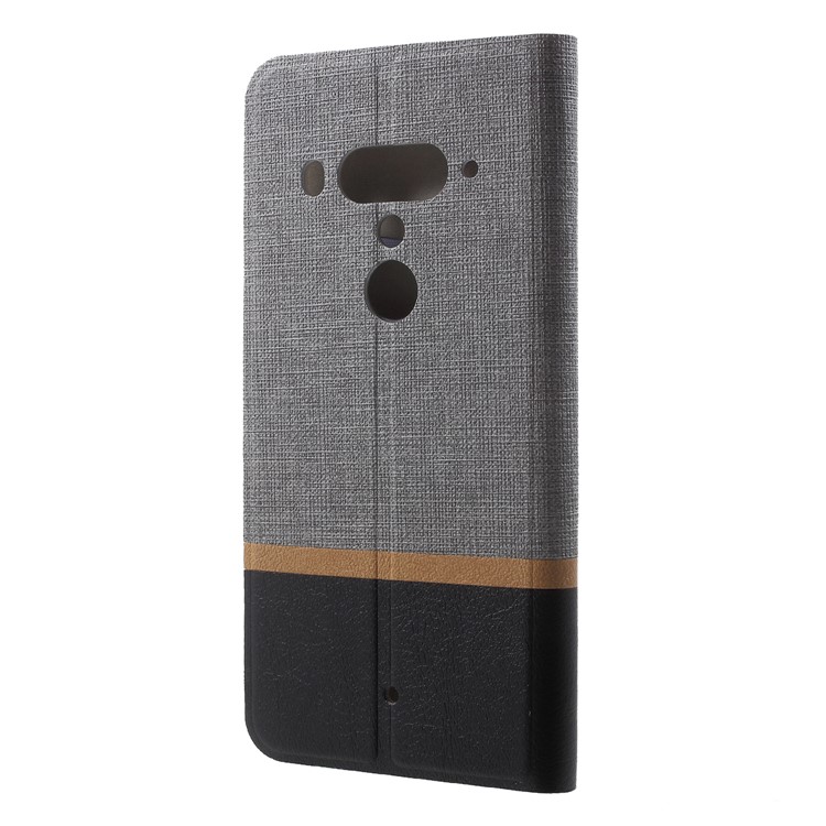 Cross Texture PU Leather Flip Stand Mobile Flip Cover for HTC U12+ - Grey-2