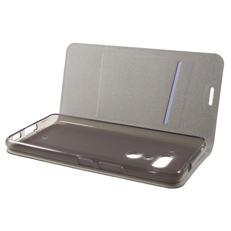 Cross Texture PU Leather Flip Stand Mobile Flip Cover for HTC U12+ - Grey-5